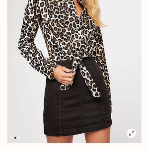 Free people stretchy jean skirt